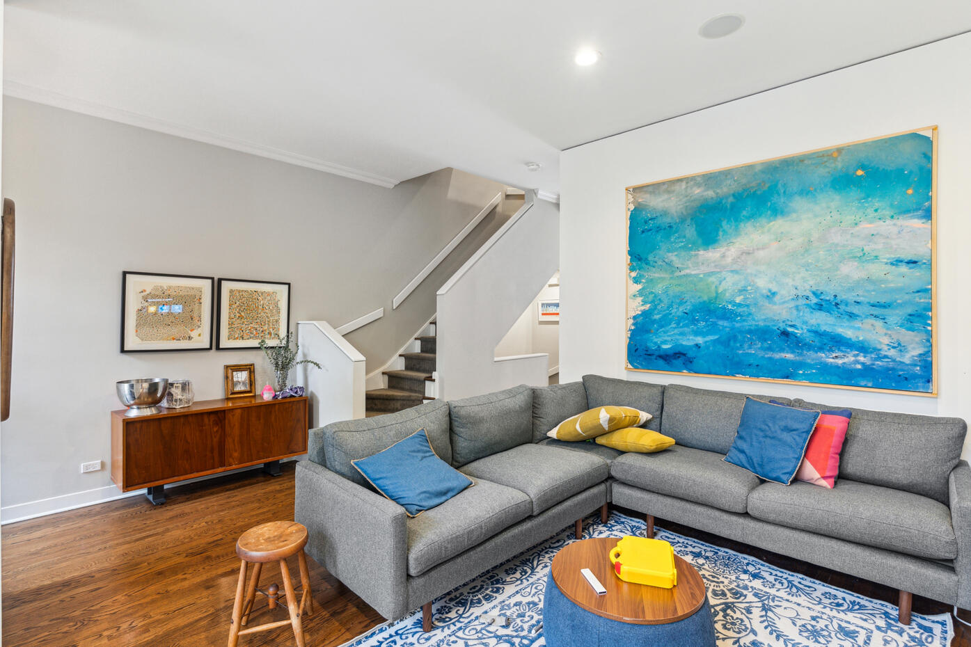 Untitled Living room and staircase interior real estate photography Chicago
